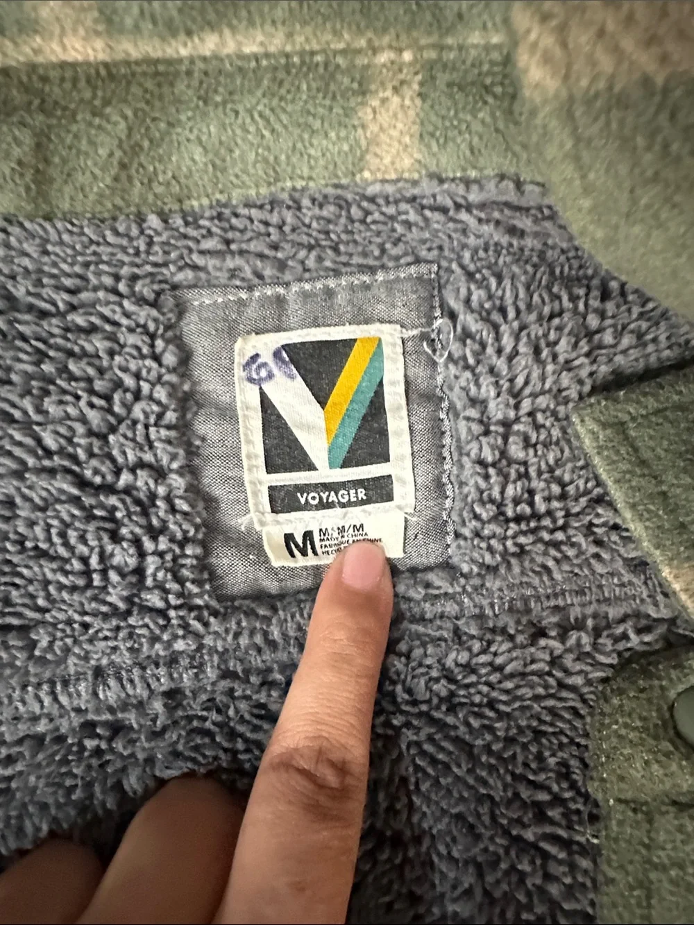 Green Plaid Sherpa-Lined Button-Up Shirt Jacket